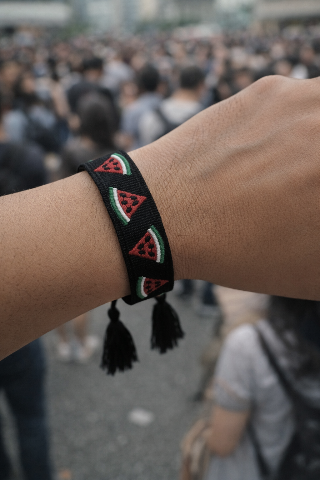 Watermelon Embroidered Bracelet - Handmade Adjustable Wristband