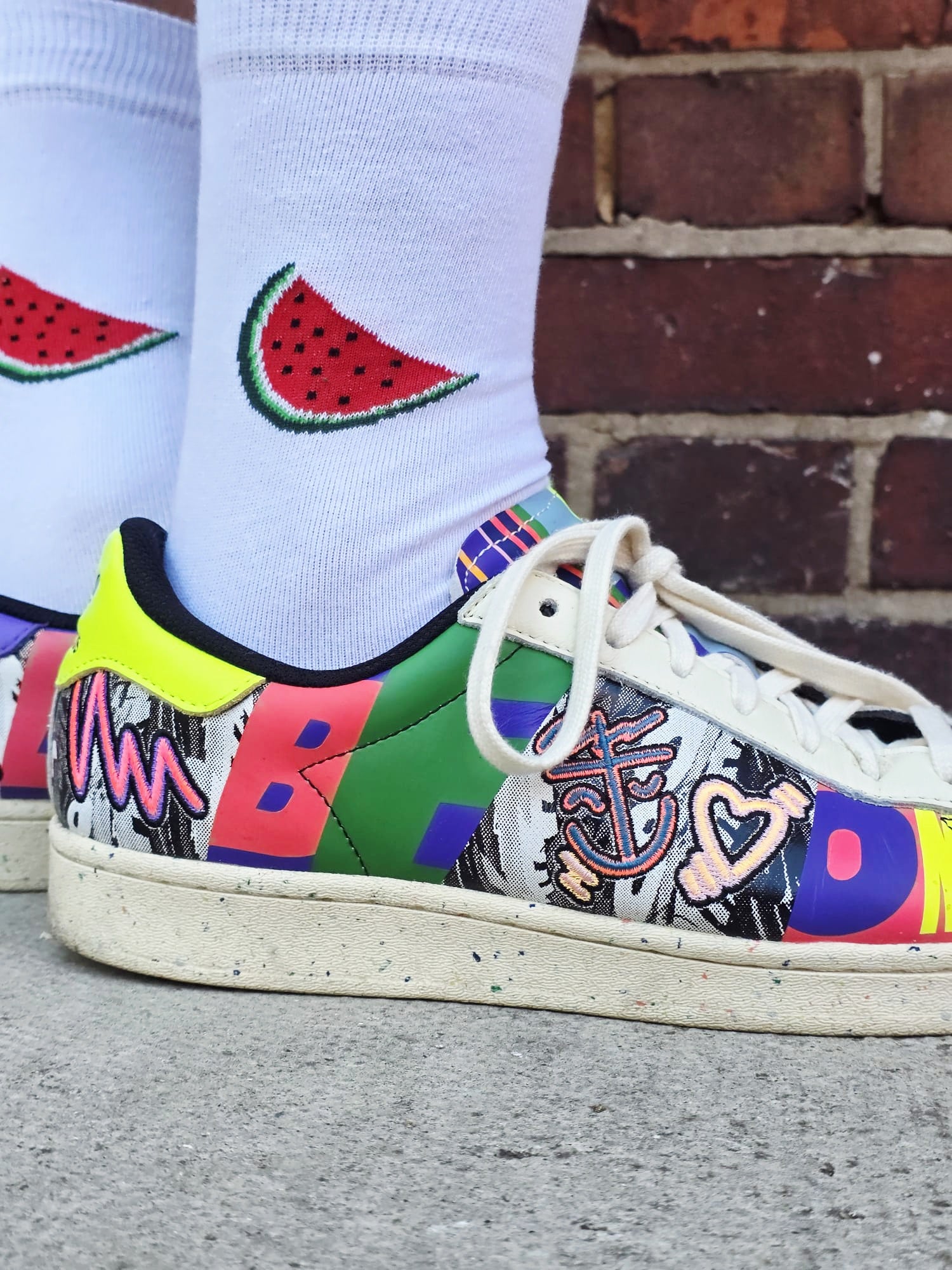 Watermelon Adult Socks - size 38-44, embroidered cotton