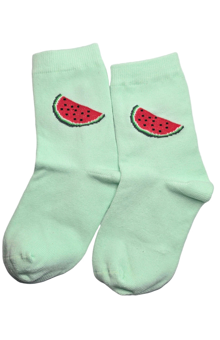 Watermelon Kids Socks - front view, mint color