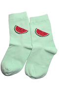Watermelon Kids Socks - front view, mint color